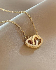 Double Heart Pendant Necklace