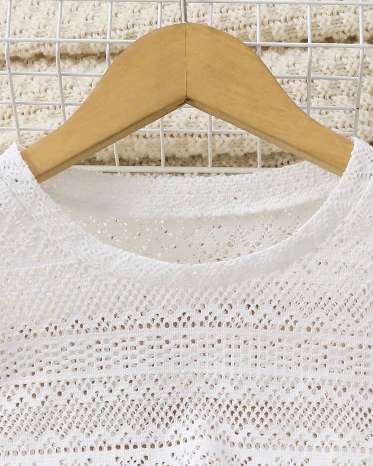 Girls 2-Piece White Mesh Knit Top & Black Dress