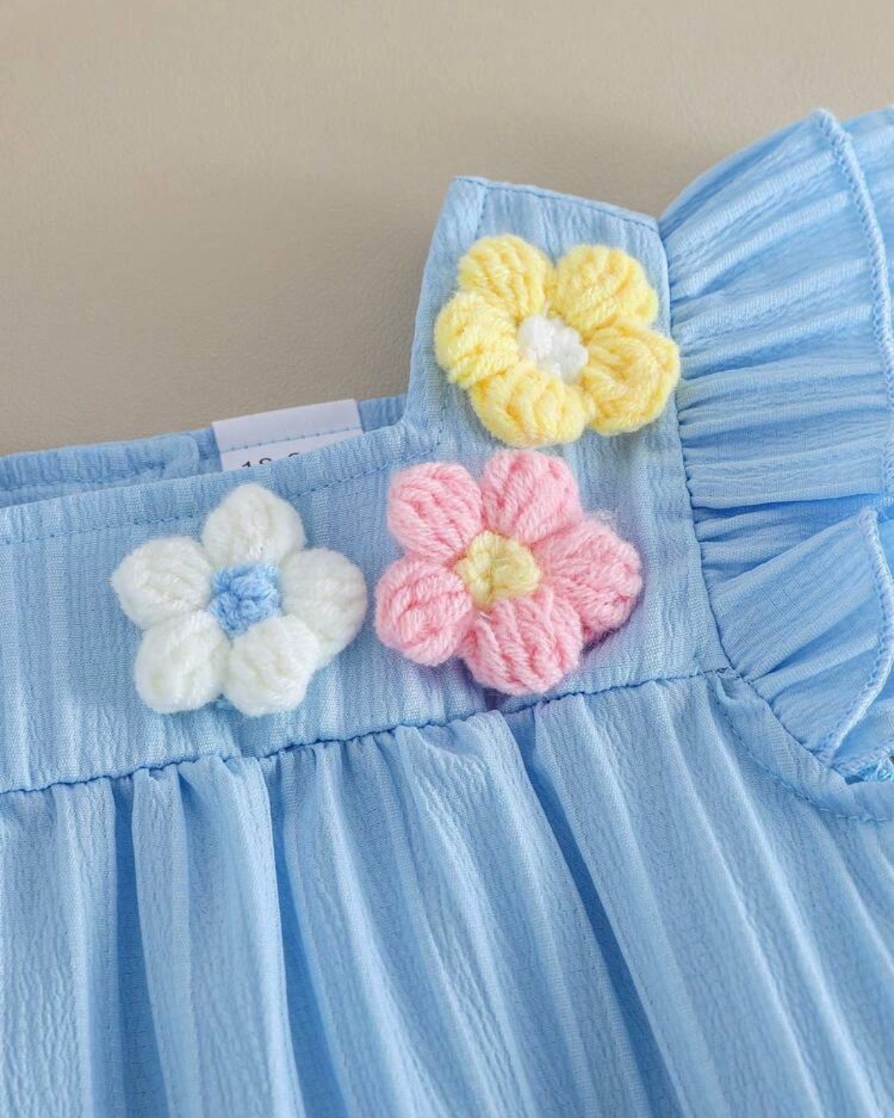 Girls Blue 3D Floral Top & Casual Pants Set