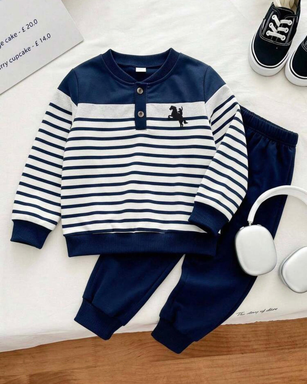 Kids Boys Horse Print Striped 2-Piece Outfit Set