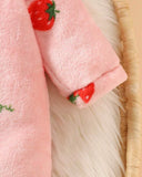 Newborn HoodedCute Cherry Print Flannel  Romper