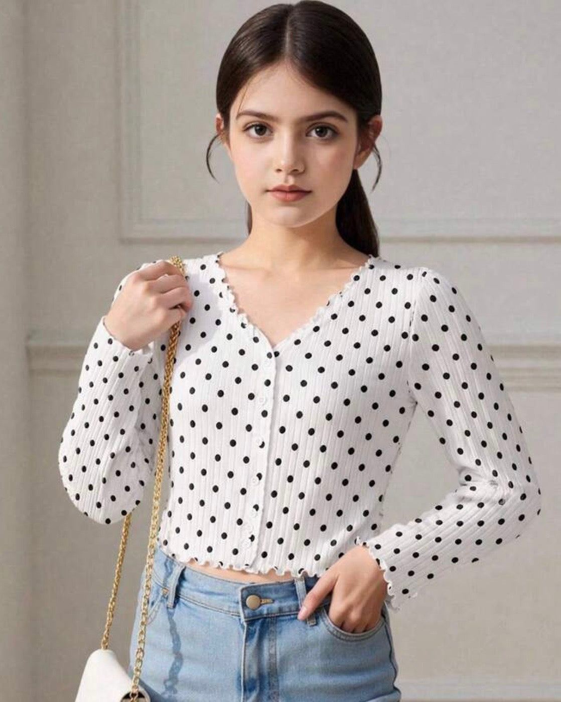 Tween Girls Polka Dot Knit Cardigan