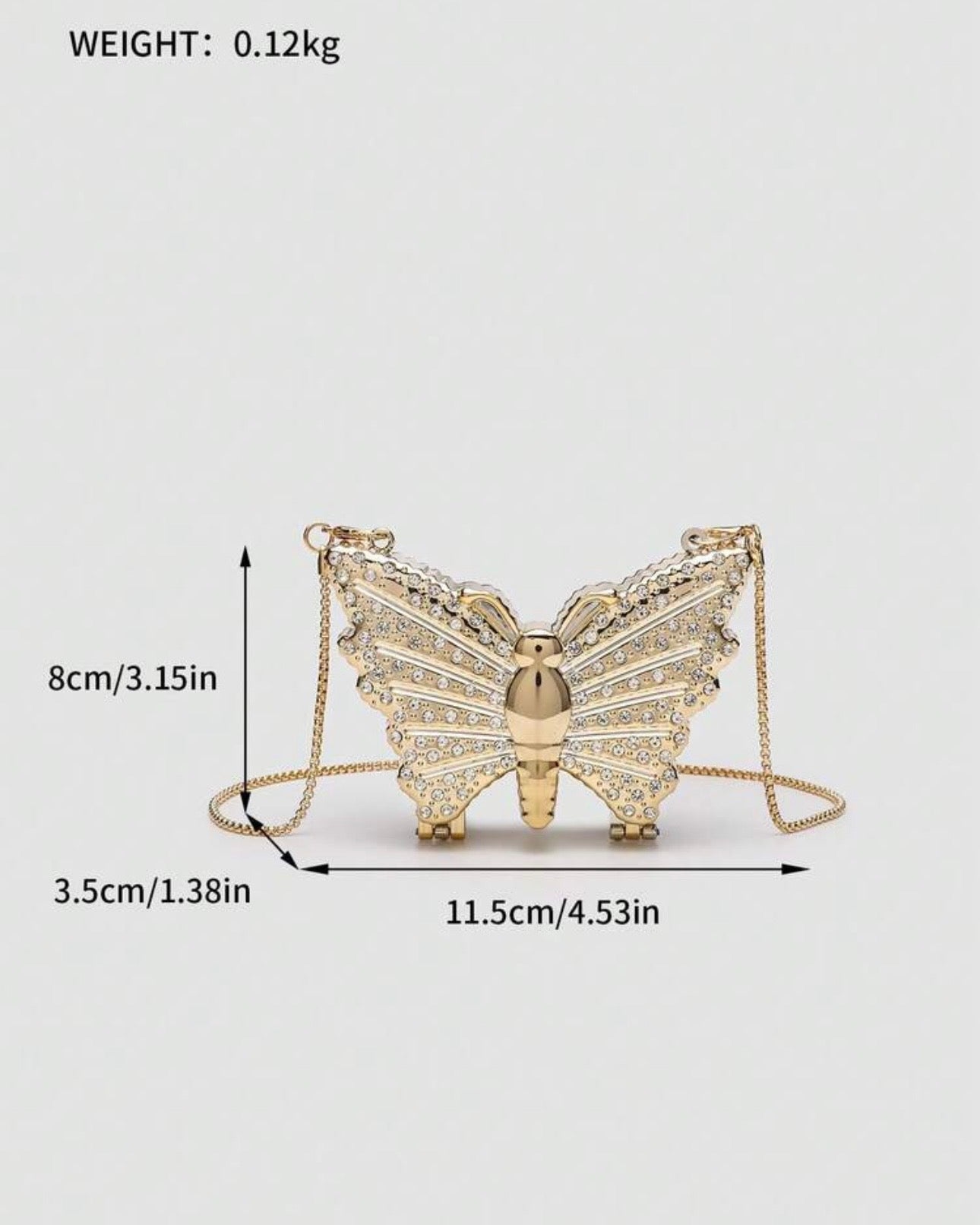🦋 Mini Metallic Rhinestone Butterfly Clutch Bag