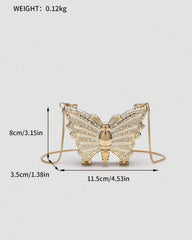 🦋 Mini Metallic Rhinestone Butterfly Clutch Bag