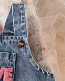 2pcs Newborn Baby Girl Sweet Pink Top + Denim Overall Set