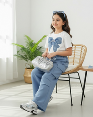 Tween Girls’ Bow Print Short Sleeve Top & Cargo Pants Set