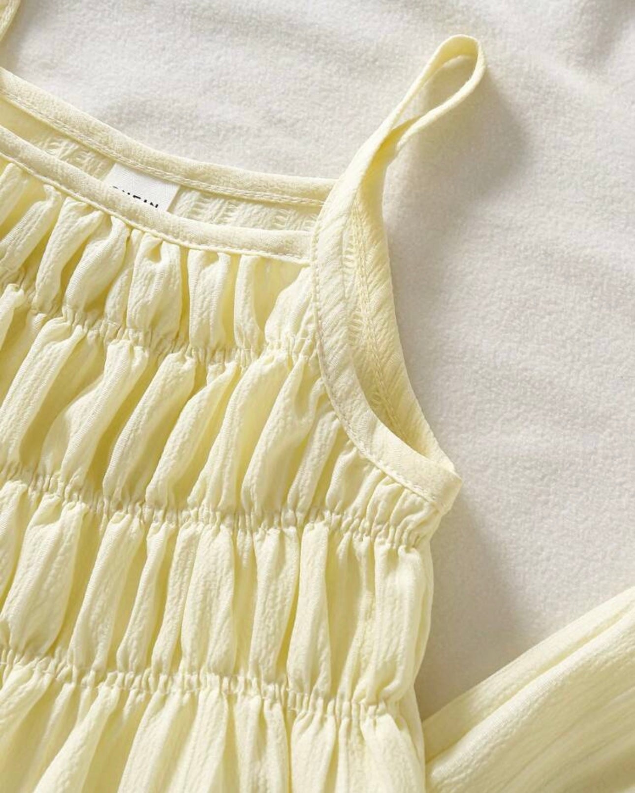 2pcs Yellow Ruffle Trim Camisole & Wide Leg Pants
