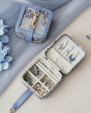French Style Elegant Floral Leather Jewelry Box – Pink/Blue