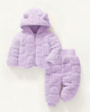 Baby Girl Purple Heart Hooded Fleece Jacket & Pants