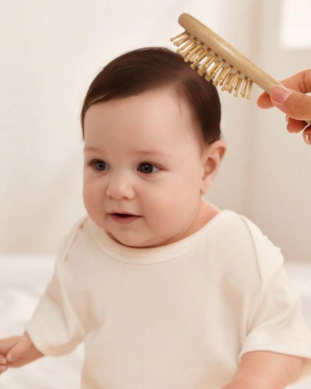 3-Piece Baby Grooming & Care Set – Wooden Wool Brush & Comb