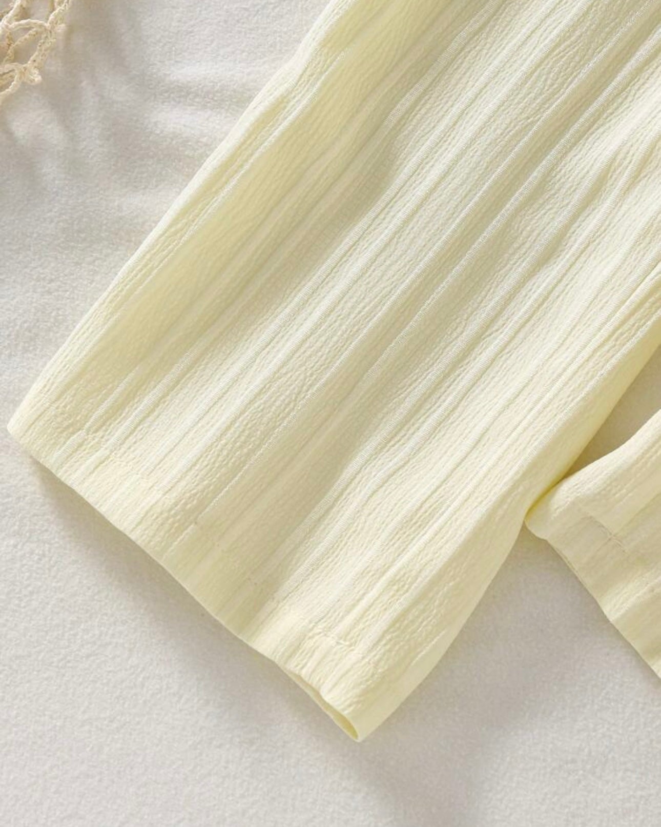 2pcs Yellow Ruffle Trim Camisole & Wide Leg Pants