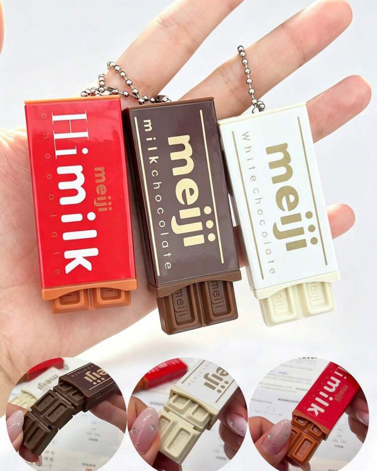 Cute Chocolate Keychain – Dessert Bag Charm (3 Colours)