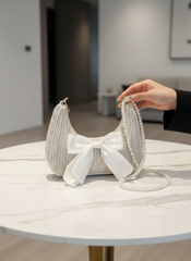 Straw Crescent Handbag For Women – Chain Shoulder Beach