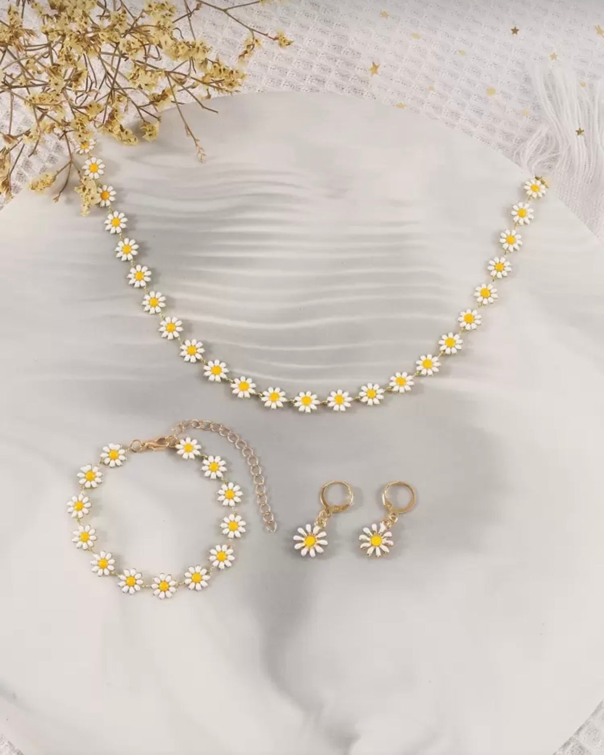 4pcs Flower Decor Jewellery Set