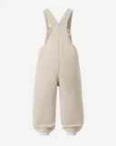 Girls Bow Embroidered Beige Denim Overalls – Cotton Straight Leg Jumpsuit