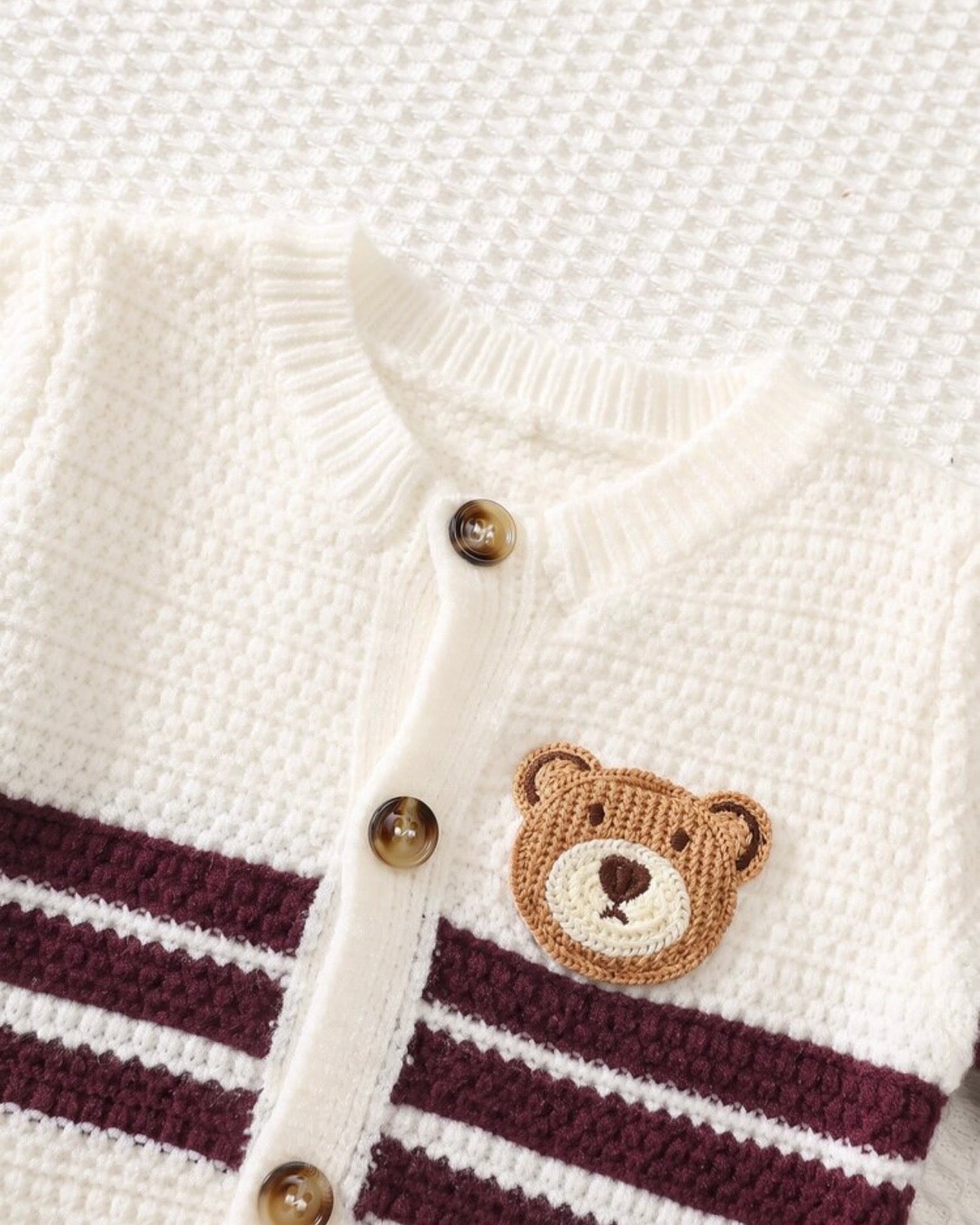 Newborn Baby Sweater Co-Ords Knit Cardigan & Burgundy Romper Set