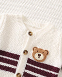 Newborn Baby Sweater Co-Ords Knit Cardigan & Burgundy Romper Set