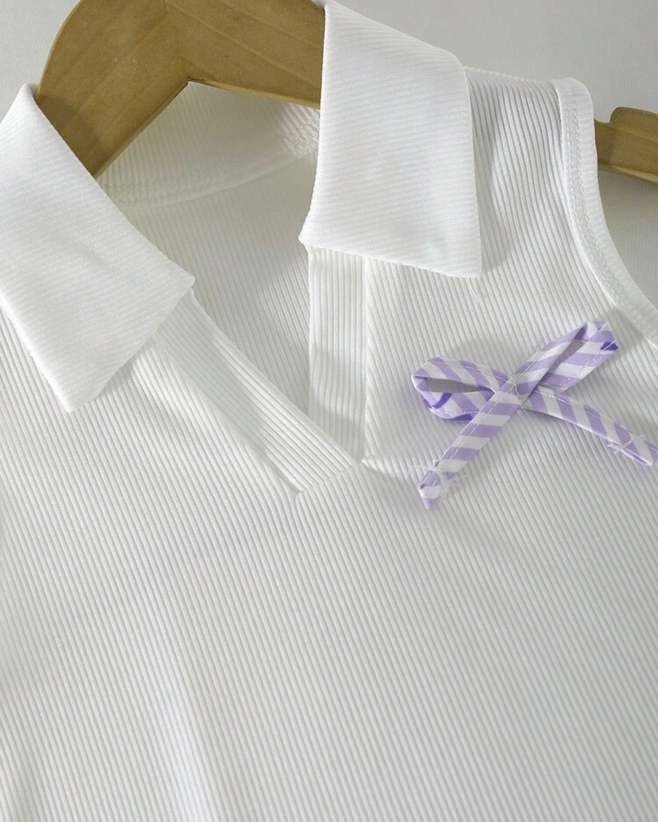 Girls’ Ribbed Knit Tank Top & Purple Bow Print Skirt Set