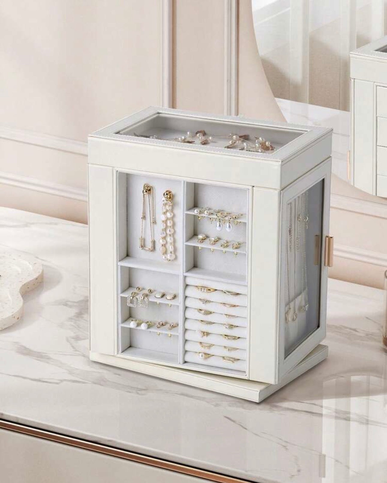 360° Rotating Jewelry Storage Box – Multiple Layer Organizer