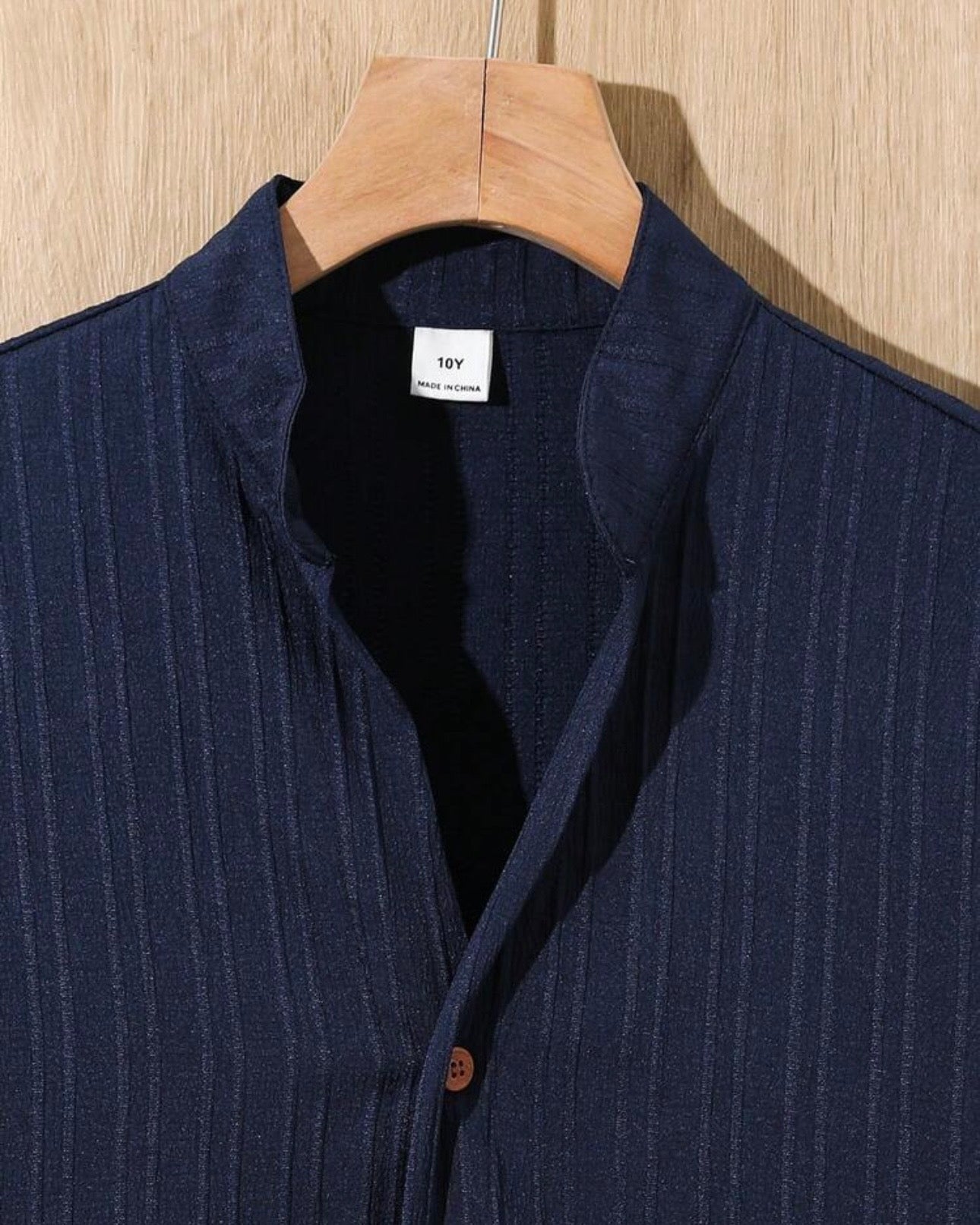 Tween Boys Navy Blue Textured Shirt & Trouser Set
