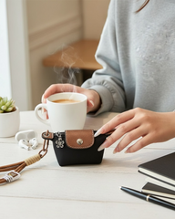 Mini PU Leather Bag – Black & Brown Bag Charm