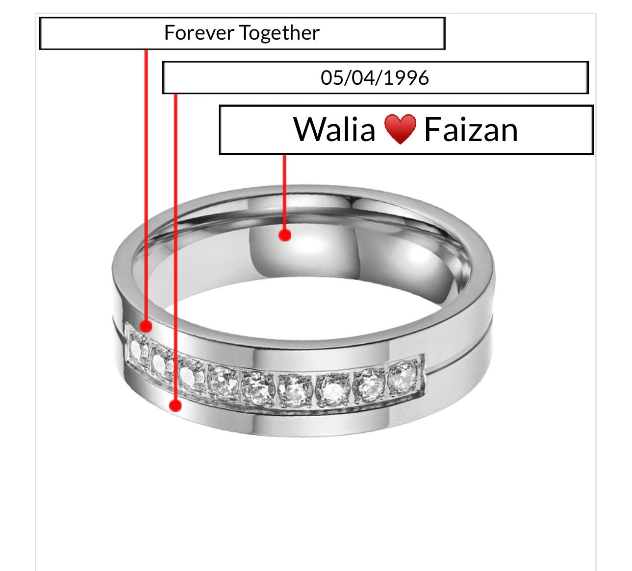 Custom Silver Premium Quality Inner and Outer Engraved Couple Rings