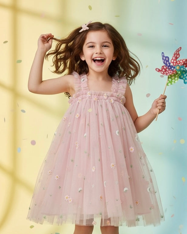 Baby Girl Light Pink Stylish Party Frock