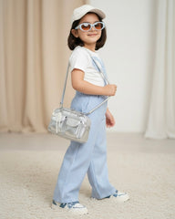 2pcs Toddler Girl Sky Blue Striped Bowknot T-Shirt & Pants Set