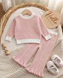 2Pc Baby Girl Pink Sweater co-ord Set