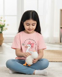 Girls’ Pink Duck Print Short Sleeve T-Shirt