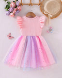 Girls Sleeveless Pink Starry Summer Dress