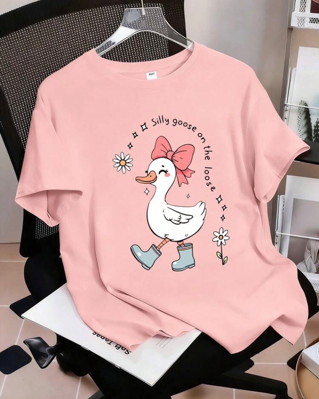 Girls’ Pink Duck Print Short Sleeve T-Shirt