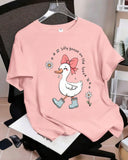 Girls’ Pink Duck Print Short Sleeve T-Shirt