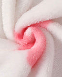 Newborn Baby Girls’ Pink Bow Print Hooded Flannel Jumpsuit
