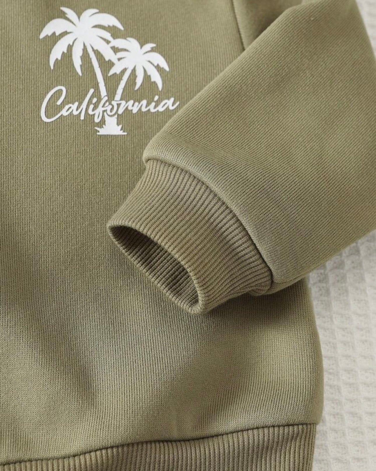 Boys Green Coconut Tree Pattern Sweatshirt and  Striped Pants