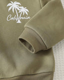 Boys Green Coconut Tree Pattern Sweatshirt and  Striped Pants