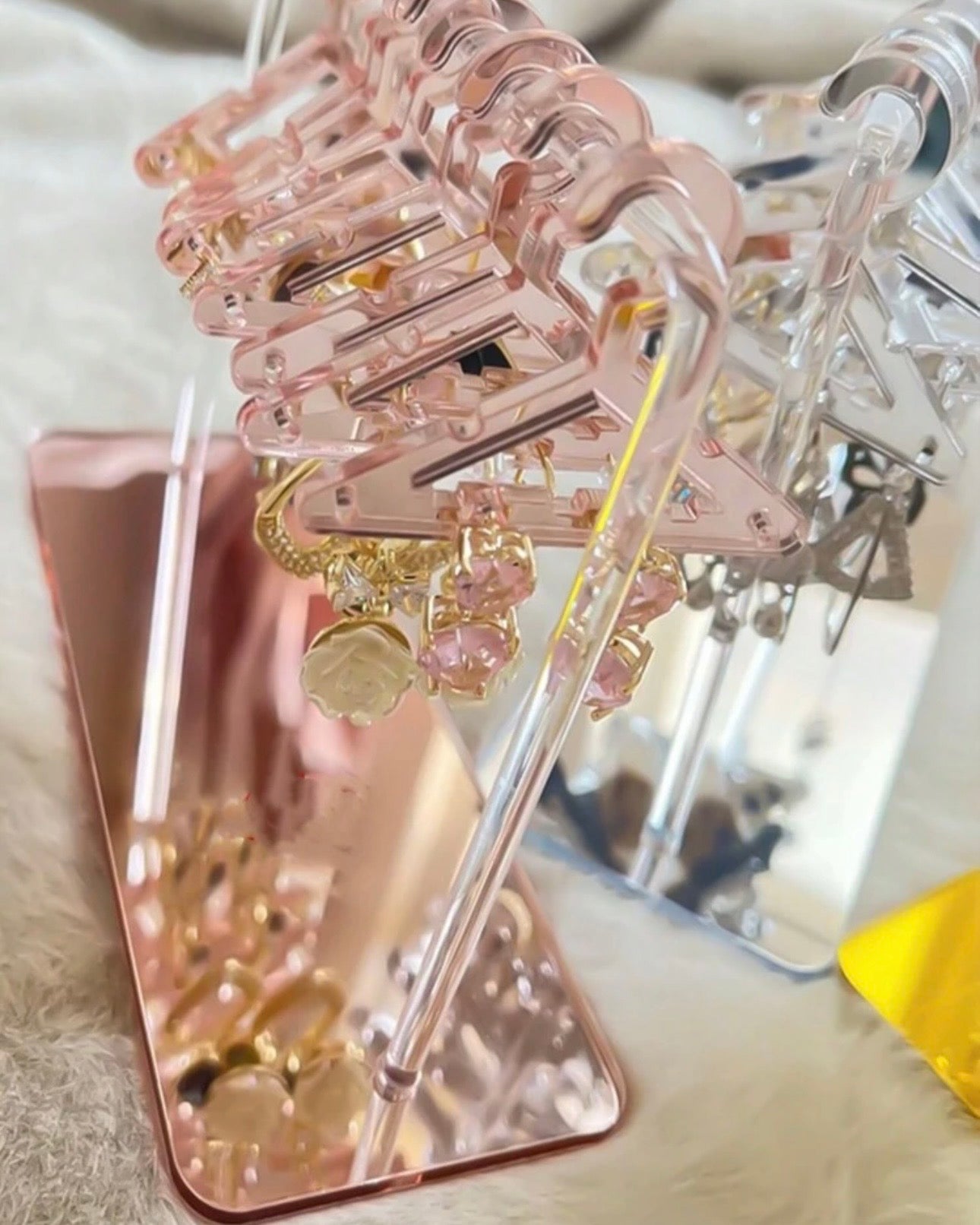 Pink Acrylic Jhumka Wardrobe / Earrings Display Holder