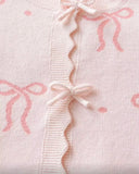 Girls’ Pink Bow Jacquard Cardigan & Pleated Skirt Set