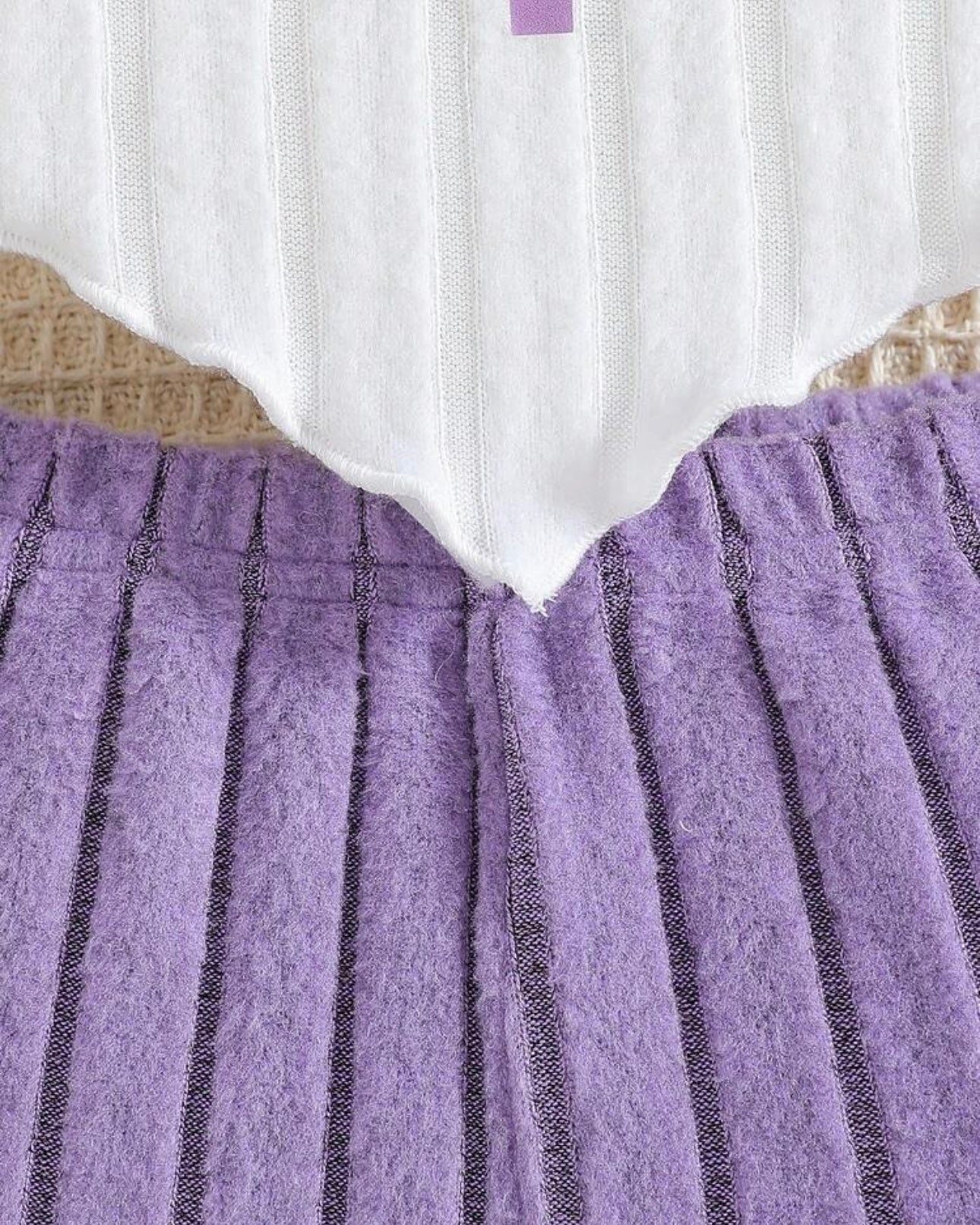 Lilac Crochet Flower Halter Top & Ribbed Shorts Set – 2PCS Summer Outfit