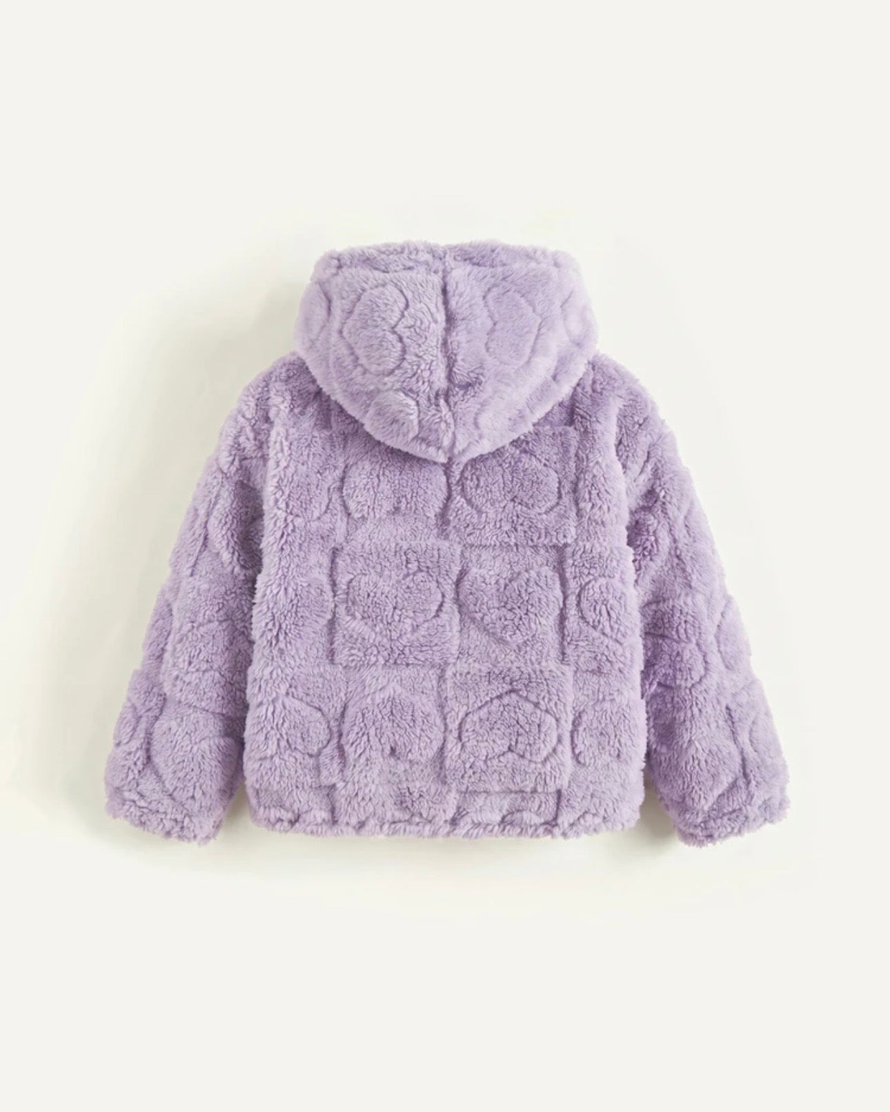 Girls Purple Fleece Heart Thick Cardigan