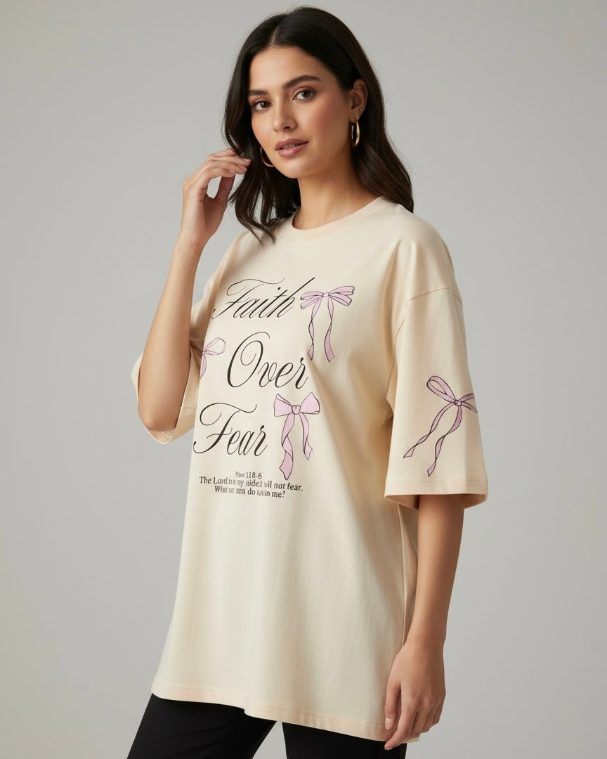 Plus Size Women Pink Bow Casual Short Sleeve T-Shirt
