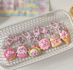 6pcs Cute Pink Desserts Bag Charms