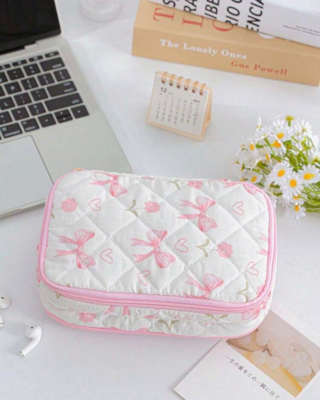 Multicolor Floral Quilted Vanity Organizer Bag