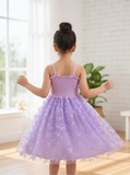 Girls 3D Purple Butterfly Embroidery Tulle Princess Dress