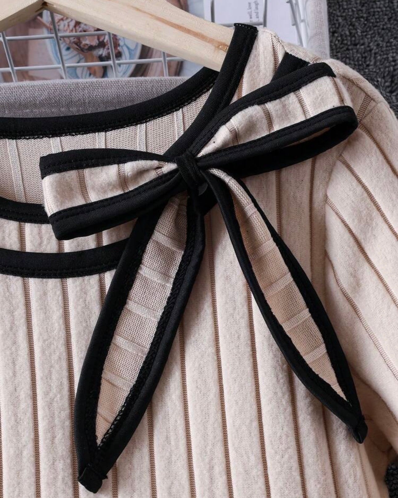 Girls Elegant Bow Collar Long Sleeve Dress