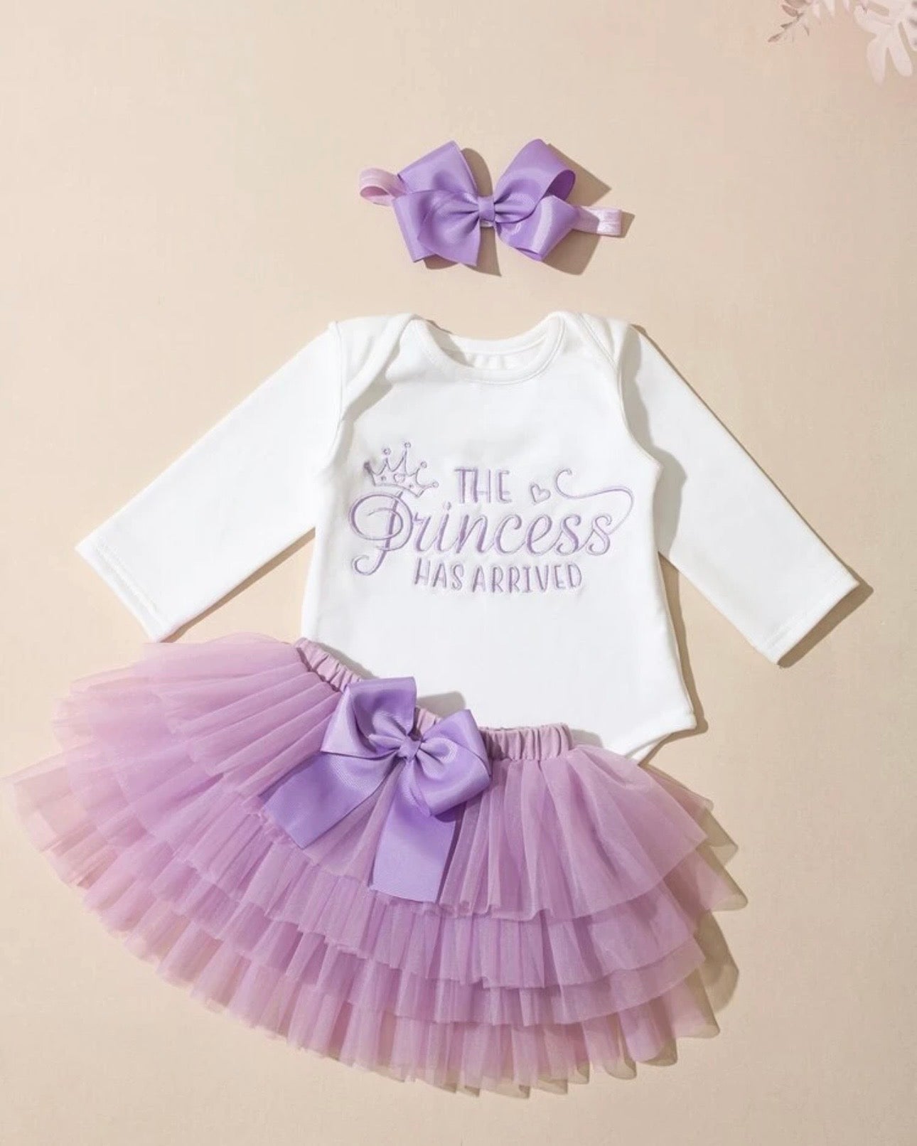 Newborn Baby Girl Romper with Purple Tutu Skirt & Bow Headband
