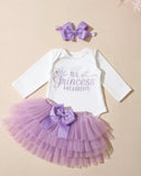 Newborn Baby Girl Romper with Purple Tutu Skirt & Bow Headband