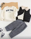 Baby Boy Sweatshirt, fleece-lined Pajts, and Grey vest jacket