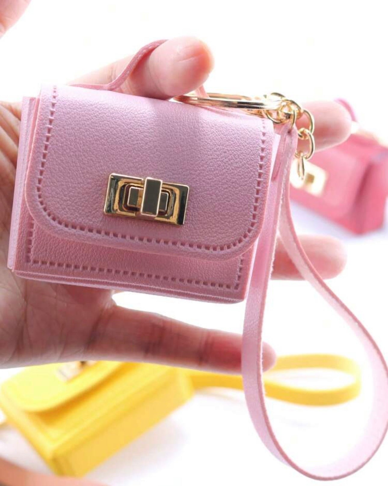 Plain Leather Mini Bag with Rotatable Lock (Yellow, Pink, Brown, Meroon)