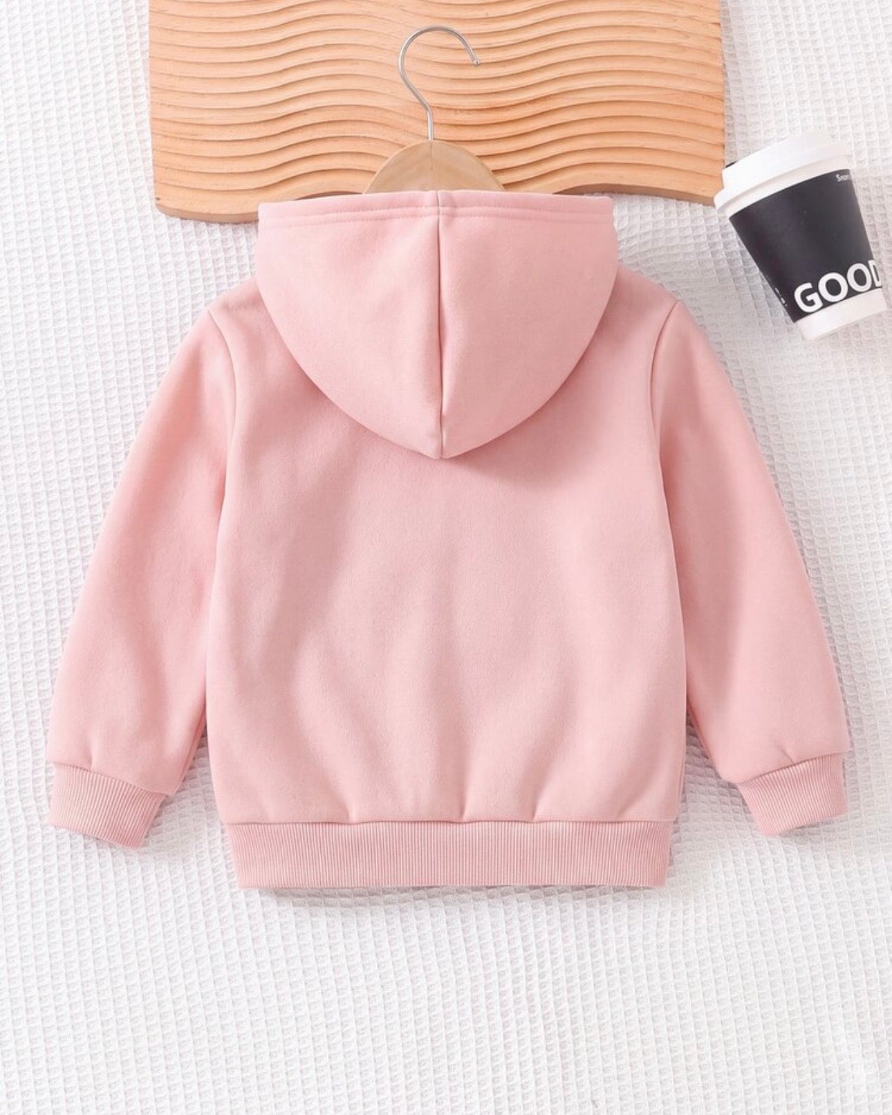 Young Girl Heart Print Hooded Zip-Up Cardigan